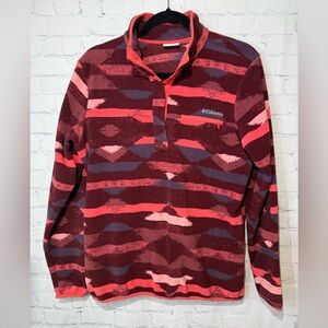 Columbia Sportswear women’s fleece pullover size large in reds, pinks & blue